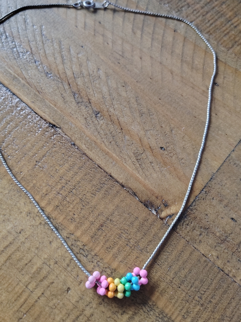 Kids Multicolor Bead Flower Necklace -